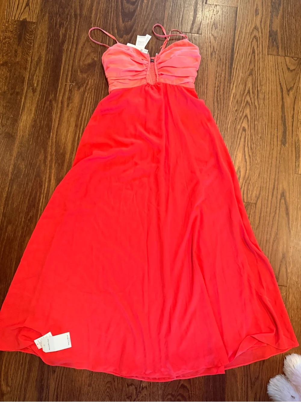 Abercrombie & Fitch Pink and Red Maxi Dress with Spaghetti Straps